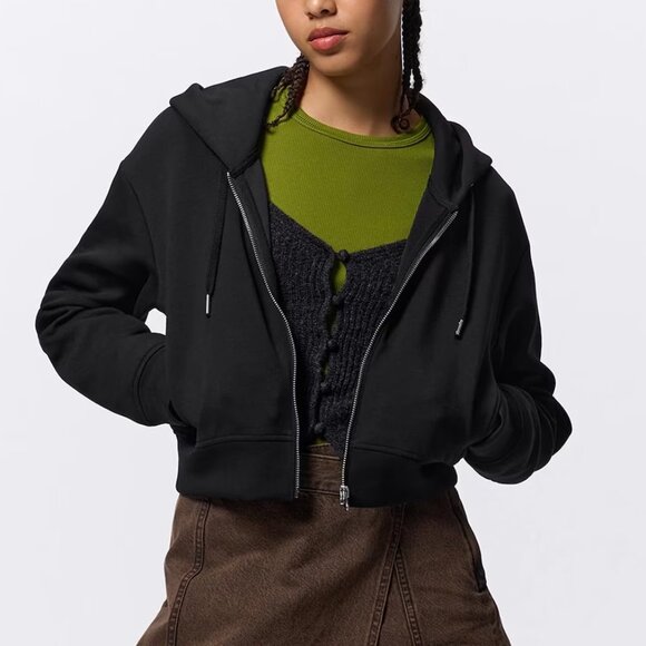 Uniqlo GU Double Face Sweat Full-Zip Cropped Hoodie - Picture 1 of 2